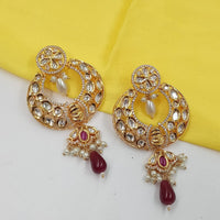 NAFJ Royal Look Polki Kundan Stone And Beads Dangler Earrings