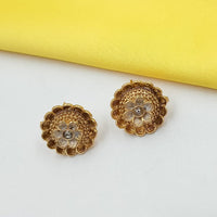 NAFJ Elegant Pota Stone And Meenakari Stud Earrings