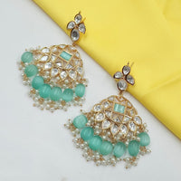 NAFJ Grand Polki Kundan Pearl And Beads Dangler Earrings