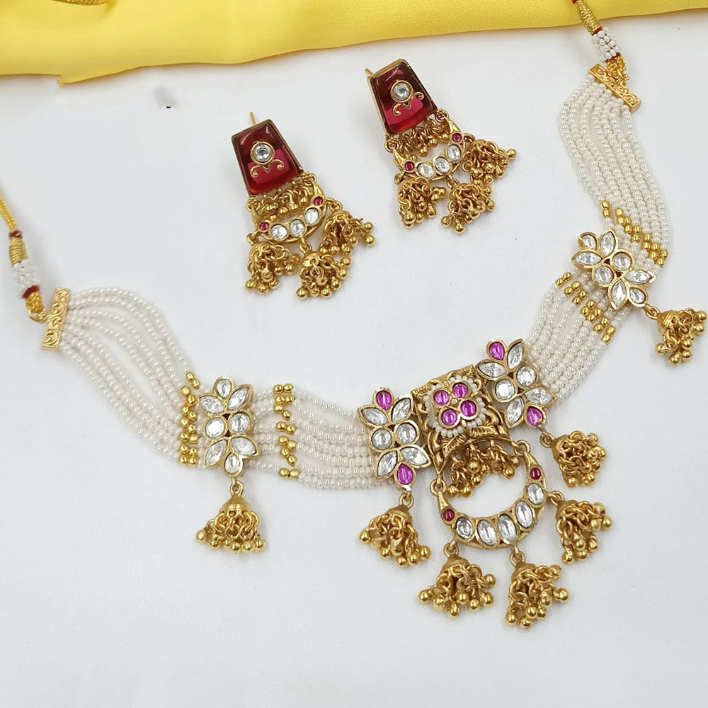 NAFJ Premium Pota Stone And Pearl Necklace Set