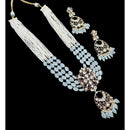 NAFJ Grand Polki Kundan Stone Pearl And Beads Long Necklace Set