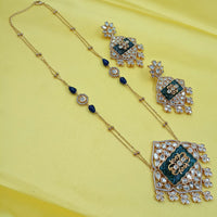 NAFJ Grand Polki Kundan Stone And Beads Long Necklace Set