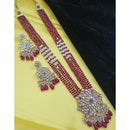 NAFJ Grand Polki Kundan Stone Pearl And Beads Long Necklace Set