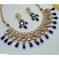 NAFJ Graceful Polki Kundan Stone Beads And Pearl Necklace Set