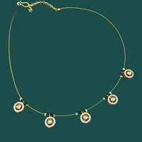 NAFJ Lightweight Floating Chain Austrian  And Pearl Fancy Necklace Set For All Occassions
