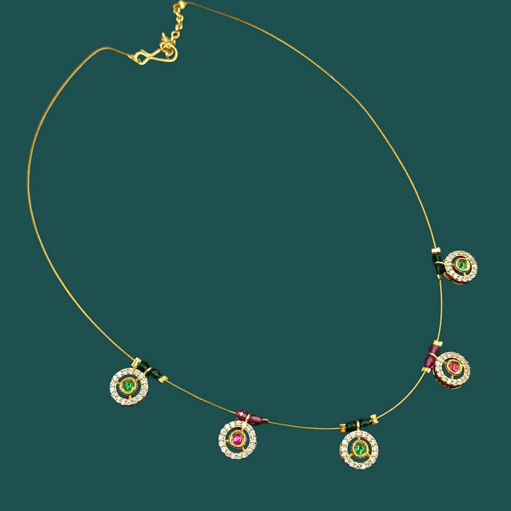 NAFJ Lightweight Floating Chain Austrian  And Pearl Fancy Necklace Set For All Occassions