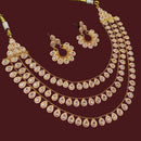 NAFJ Sparkling Crystal Stone Multi Layer Designer Meenakari Necklace Set