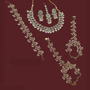 NAFJ Elegant Crystal Stone And Pearl Semi Bridal Necklace Set
