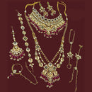 NAFJ Premium Polki kundan Pearl And Beads Meenakari Bridal Jewellery Set