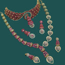 NAFJ Glamorous American Diamond Double Necklace Set