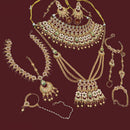 NAFJ Premium Pota Stone Pearl And Beads Meenakari Bridal Jewellery Set