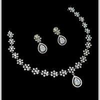 NAFJ Glamorous Crystal Stone And Austrian Stone Designer Necklace Set