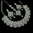 NAFJ Glamorous Crystal Stone And Austrian Stone Designer Necklace Set With Maangtikka