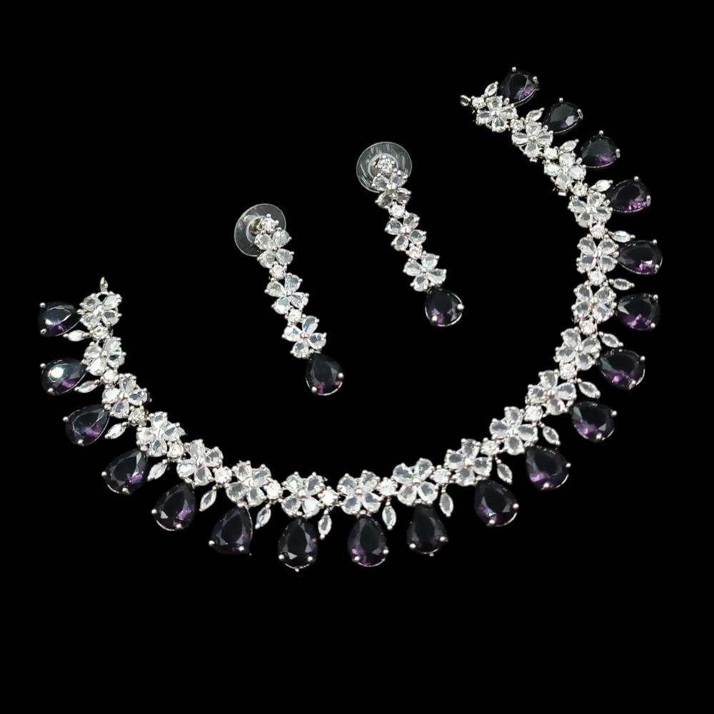 NAFJ Glamorous Crystal Stone Designer Necklace Set