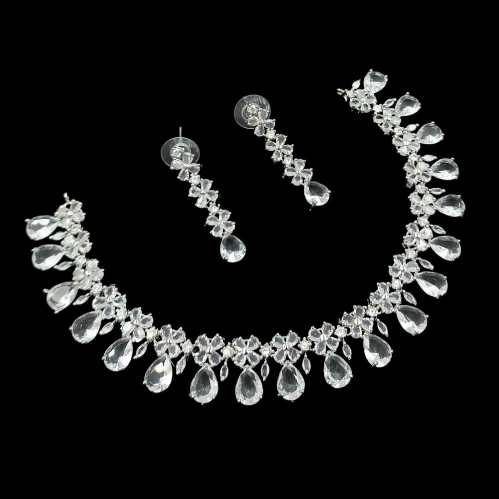 NAFJ Glamorous Crystal Stone Designer Necklace Set