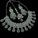 NAFJ Glamorous Crystal Stone And Austrian Stone Designer Necklace Set With Maangtikka
