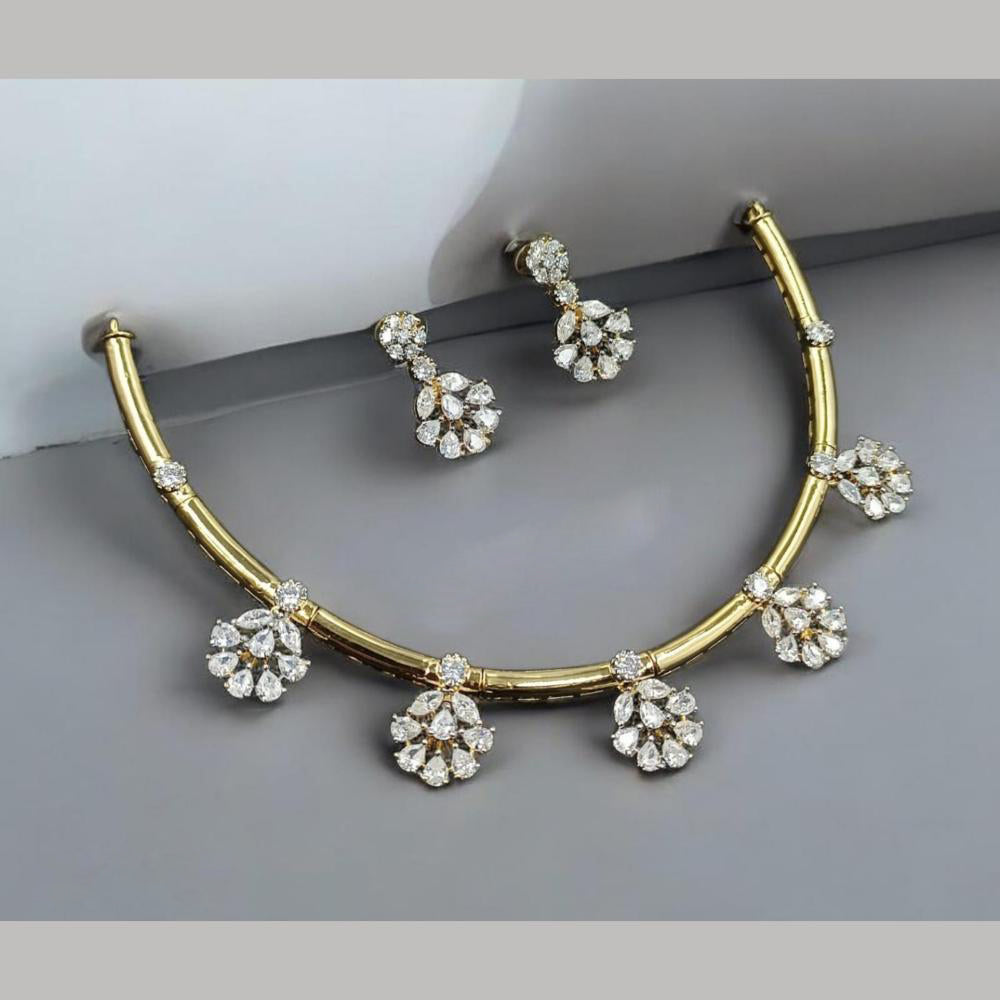 NAFJ Glamorous Crystal Stone Designer Necklace Set