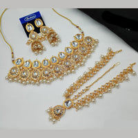 NAFJ Designer Kundan Stone Pearl And Beads Choker Necklace Set
