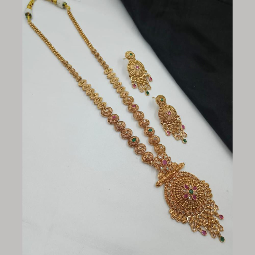 NAFJ Elegant Crystal Stone Long Necklace Set for Women
