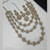 NAFJ Traditional Polki Kundan Stone Embellished Multilayer Necklace Set