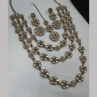 NAFJ Traditional Polki Kundan Stone Embellished Multilayer Necklace Set