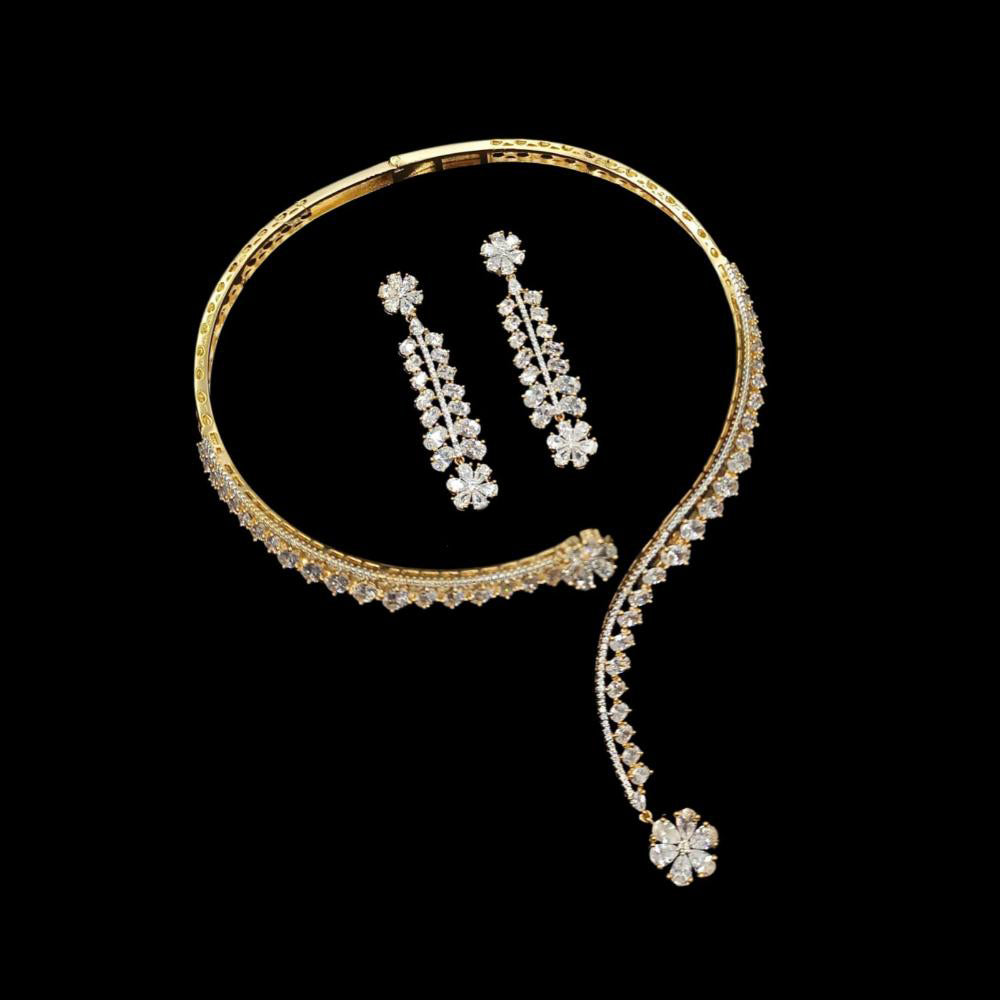 NAFJ Glamorous Crystal Stone Designer Necklace Set