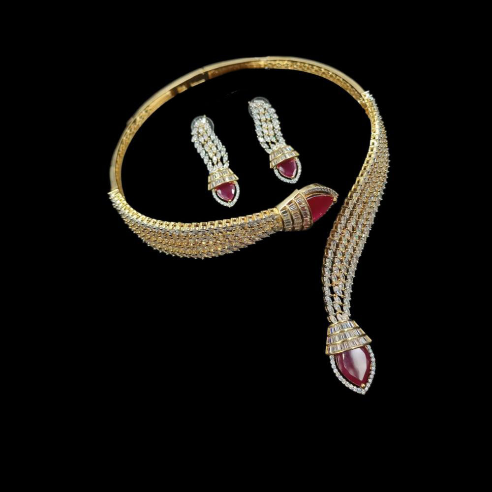NAFJ Glamorous Crystal Stone Designer Necklace Set