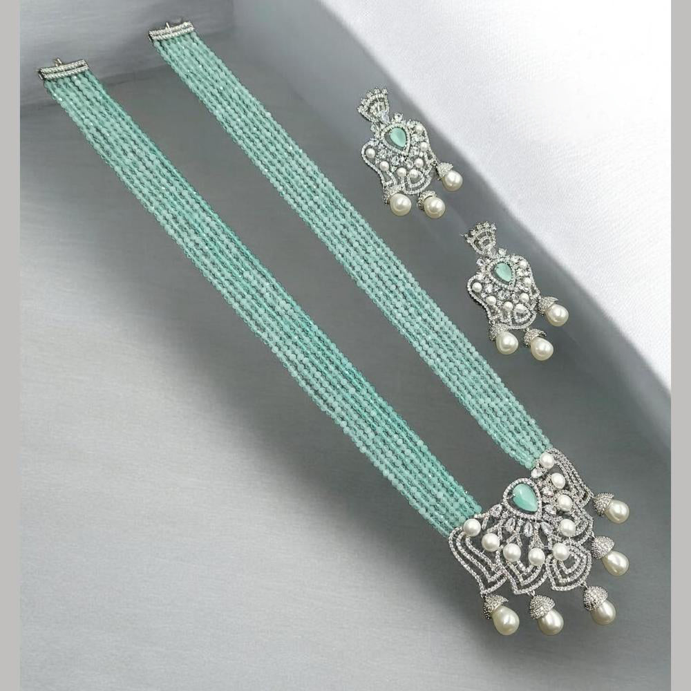 NAFJ Luxury Crystal Stone And Pearl Necklace Set for Women