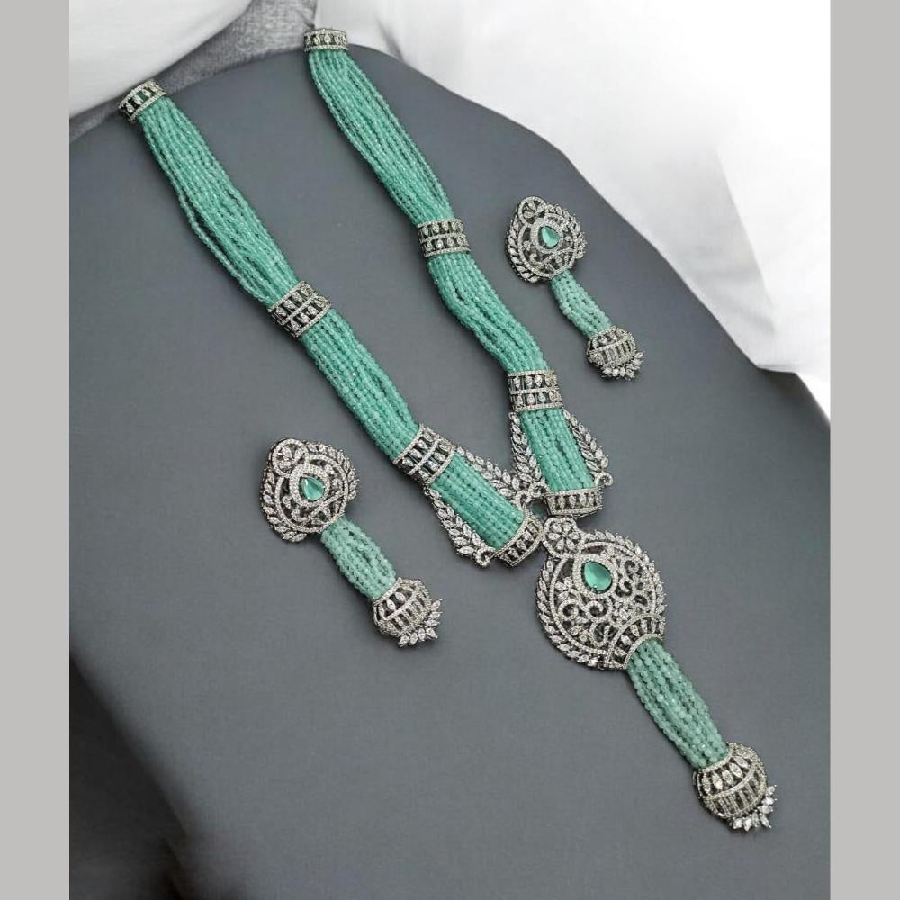 NAFJ Luxury Crystal Stone And Pearl Necklace Set for Women