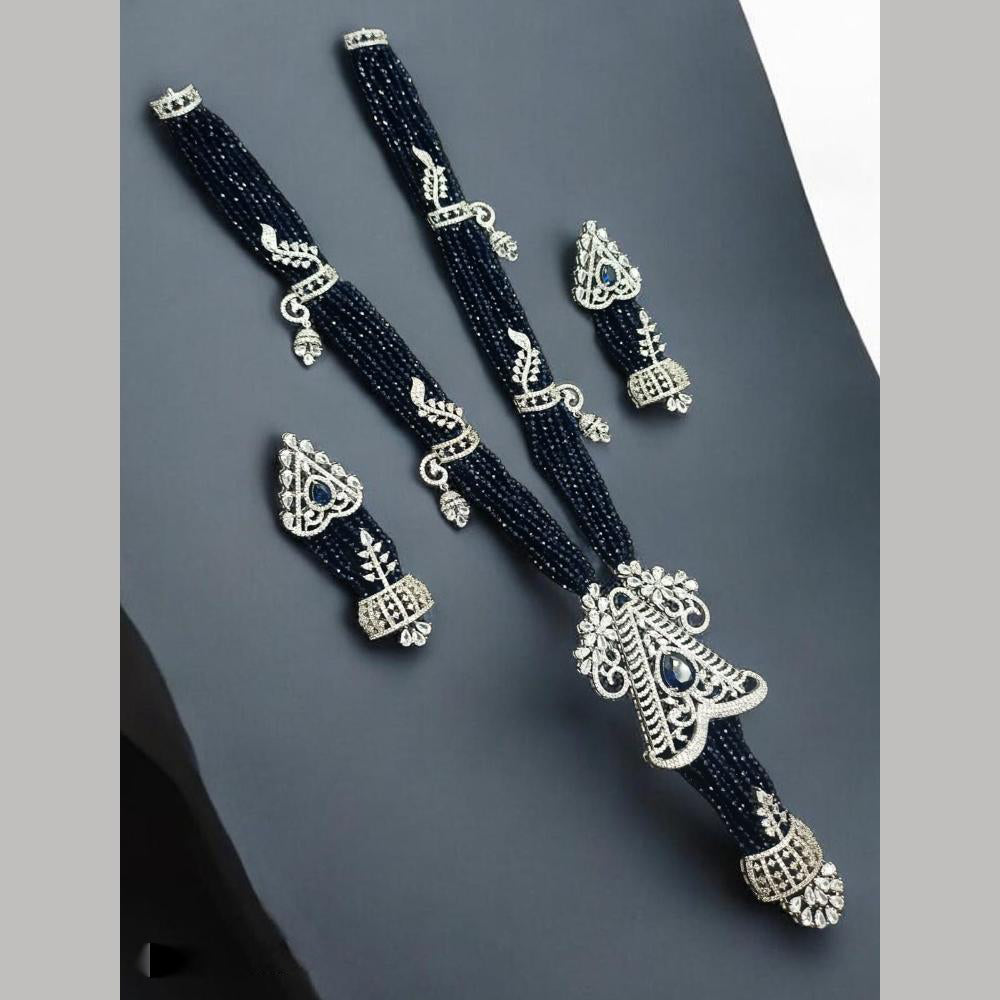 NAFJ Luxury Crystal Stone And Pearl Necklace Set for Women
