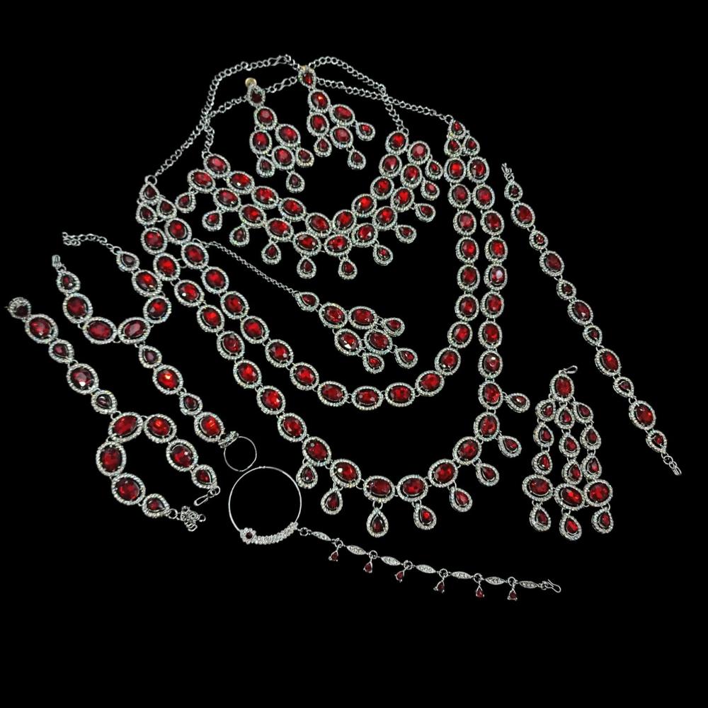 NAFJ Grand Crystal Stone And Austrian Stone Pearl And Beads Dreamy Bridal Set