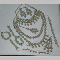 NAFJ Grand Crystal Stone And Austrian Stone Pearl And Beads Dreamy Bridal Set