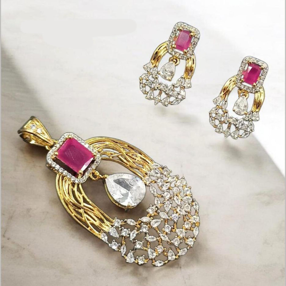 NAFJ Premium Crystal Stone Designer Pendant Set