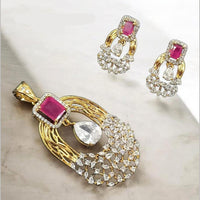 NAFJ Premium Crystal Stone Designer Pendant Set