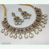NAFJ Designer Polki Kundan Stone And Austrian Stone Necklace Set