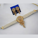 NAFJ Maharani Style Pota Stone And Pearl Meenakari Choker Necklace Set