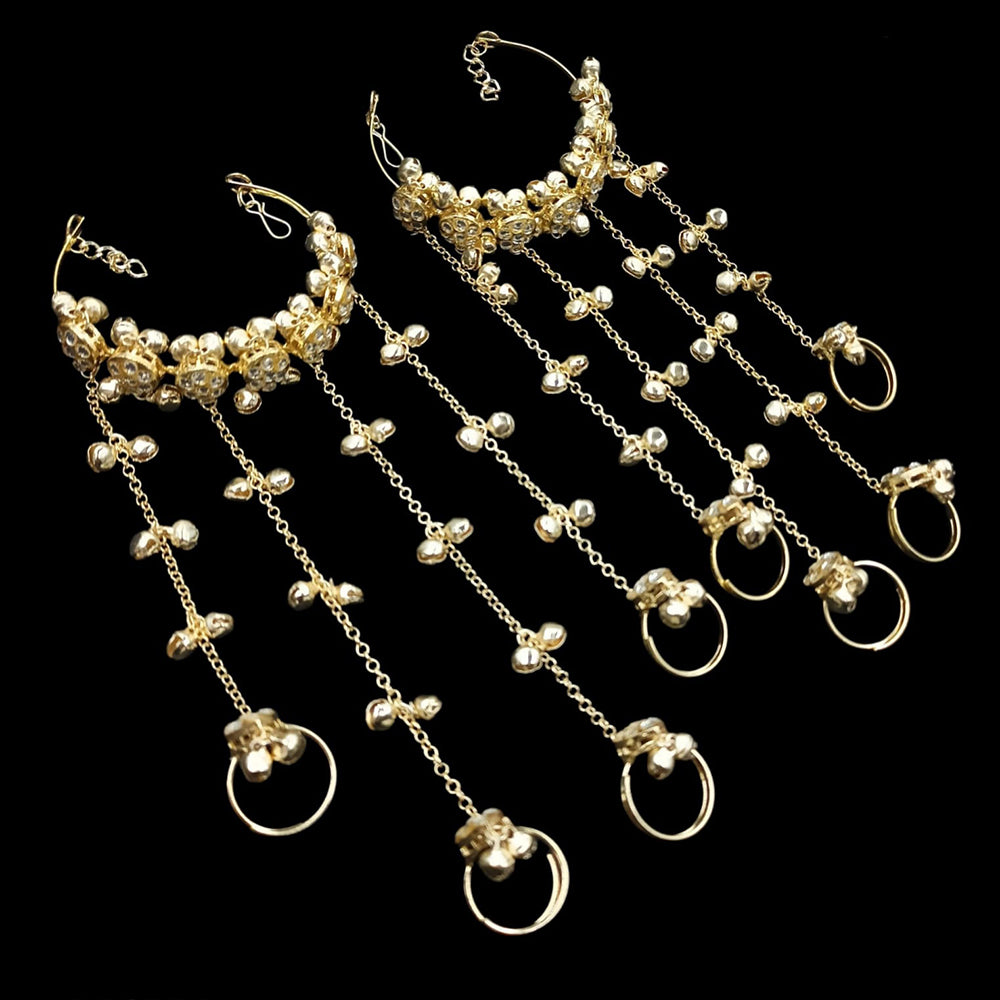 NAFJ Kundan Stone And Ghungroo Designer Hand Harness