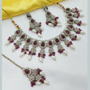 NAFJ Elegant Crystal Stone And Kundan Stone Beads Necklace Set
