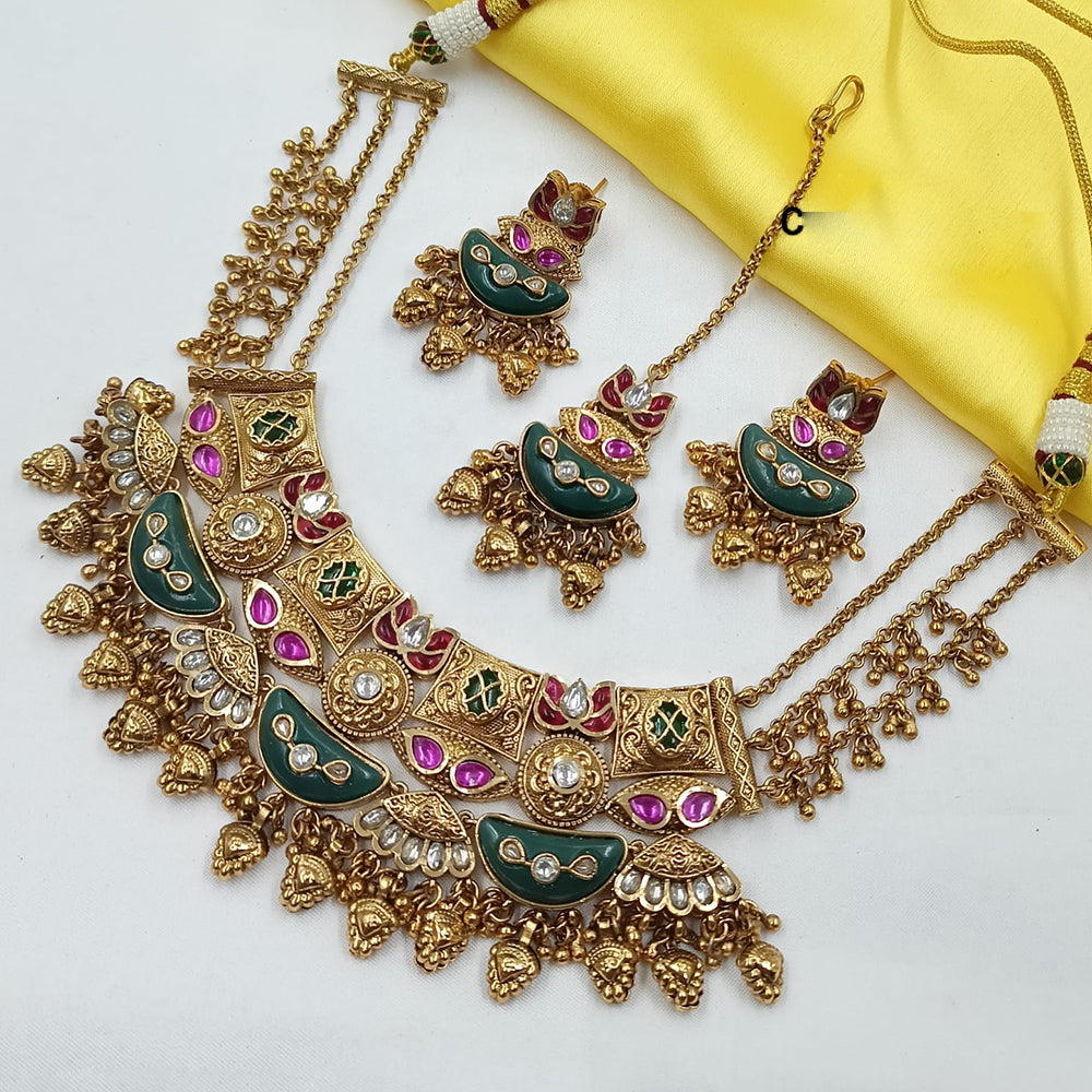 NAFJ Elegant Pota Stone And Pearl Necklace Set