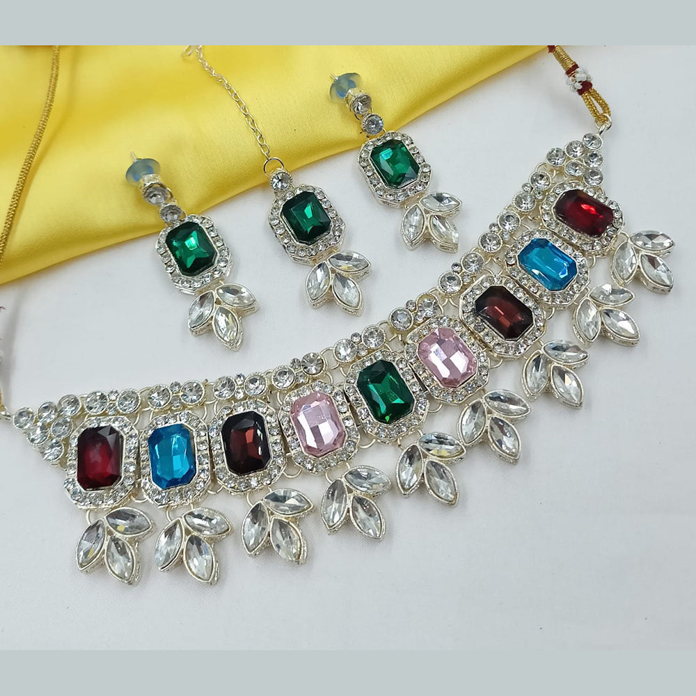 NAFJ Elegant Crystal Stone And Austrian Stone Choker Necklace Set