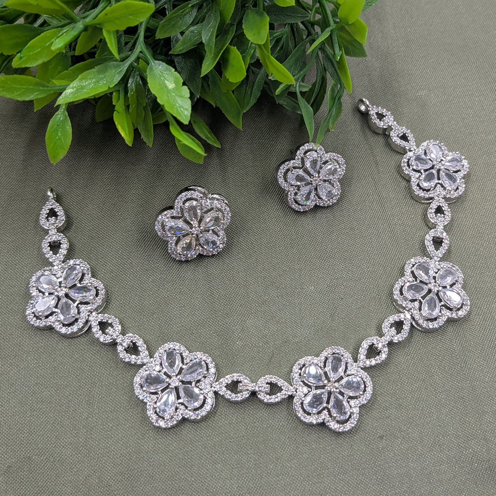 NAFJ Sparkling American Daimonds For Modern Elegance Necklace Set