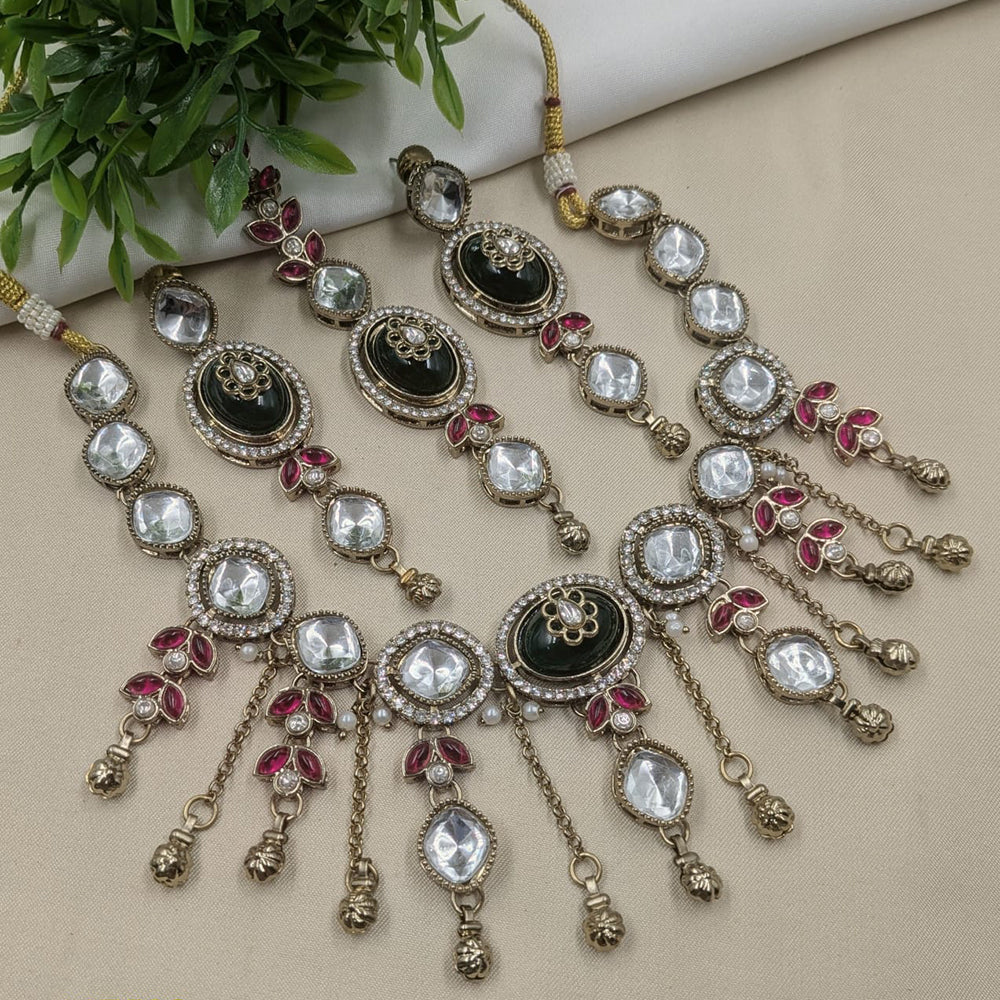 NAFJ Premium Pota Stone And Austrian Stone Necklace Set for Women