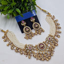 NAFJ Classic Pota Stone And Pearl Choker Necklace Set for Women