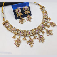 NAFJ Premium Pota Stone And Austrian Stone Pearl Necklace Set for Women