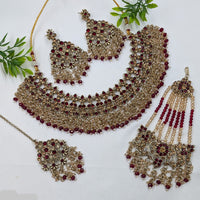 NAFJ Glamorous Austrian Stone And Pearl Necklace Set With Passa