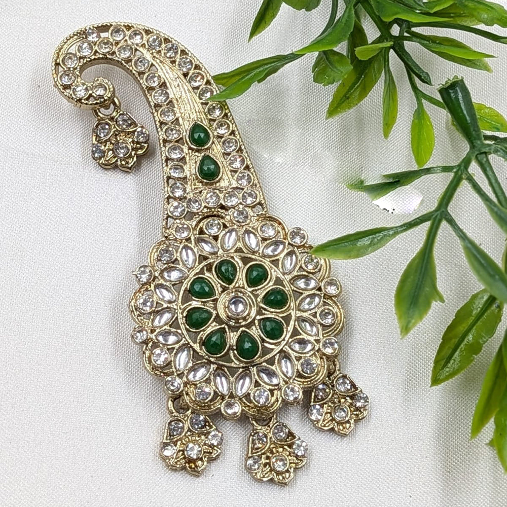 NAFJ Royal Groom Kundan Stone Brooch For Men Kalangi (Safa \ Padgdi)