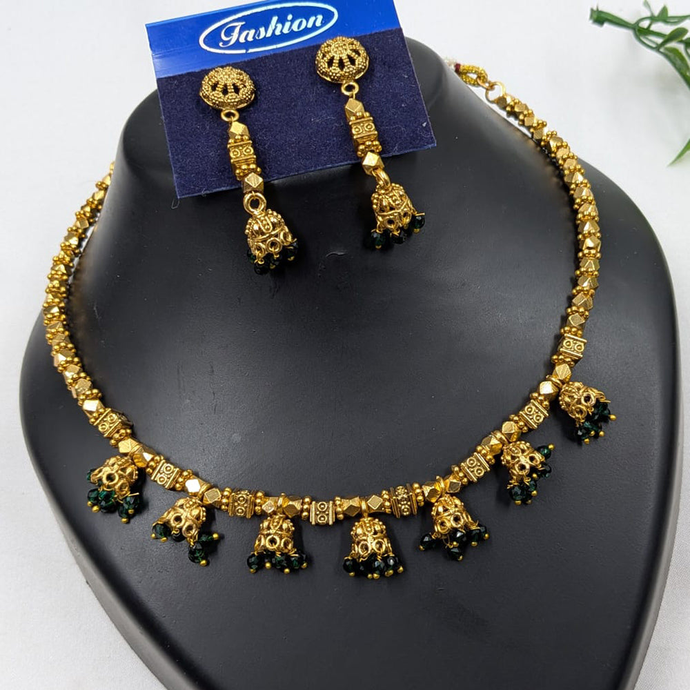 NAFJ Gold Plated Beads Choker Necklace Set
