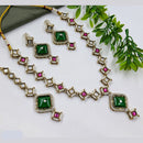 NAFJ Kundan Stone And Pearl Choker Necklace Set for Women