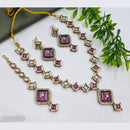 NAFJ Kundan Stone And Pearl Choker Necklace Set for Women