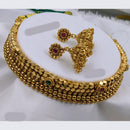 NAFJ Gold Plated Maharani Style Pota Stone Necklace Set